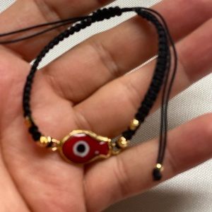 Black Macrame Red  Fish Evil Eye Bracelet